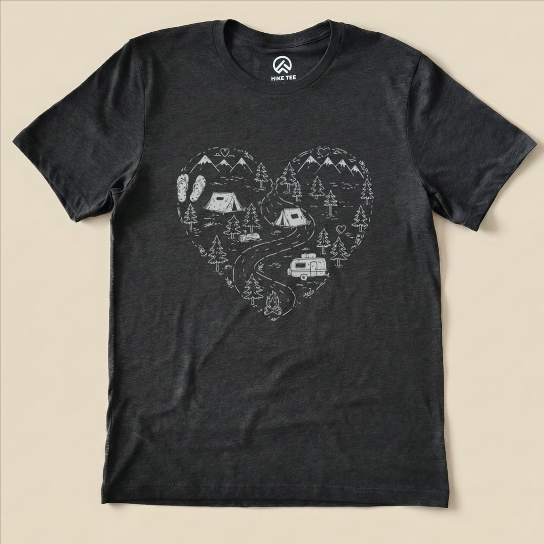 Hike Tee T-Shirt Dark Grey Heather / S Camping Lover Shirt
