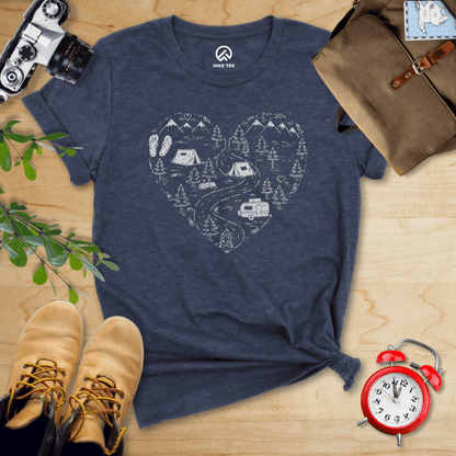 Hike Tee T-Shirt Heather Navy / S Camping Lover Shirt