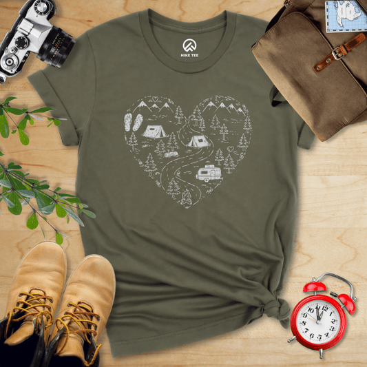 Hike Tee T-Shirt Military Green / S Camping Lover Shirt