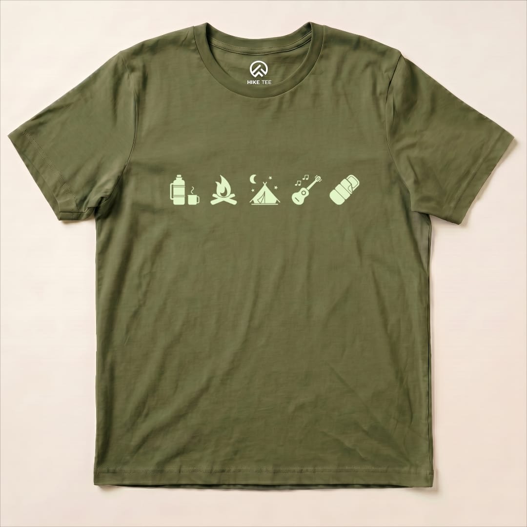 Camping Mini Shirt Hike Tee T-Shirt Military Green / S