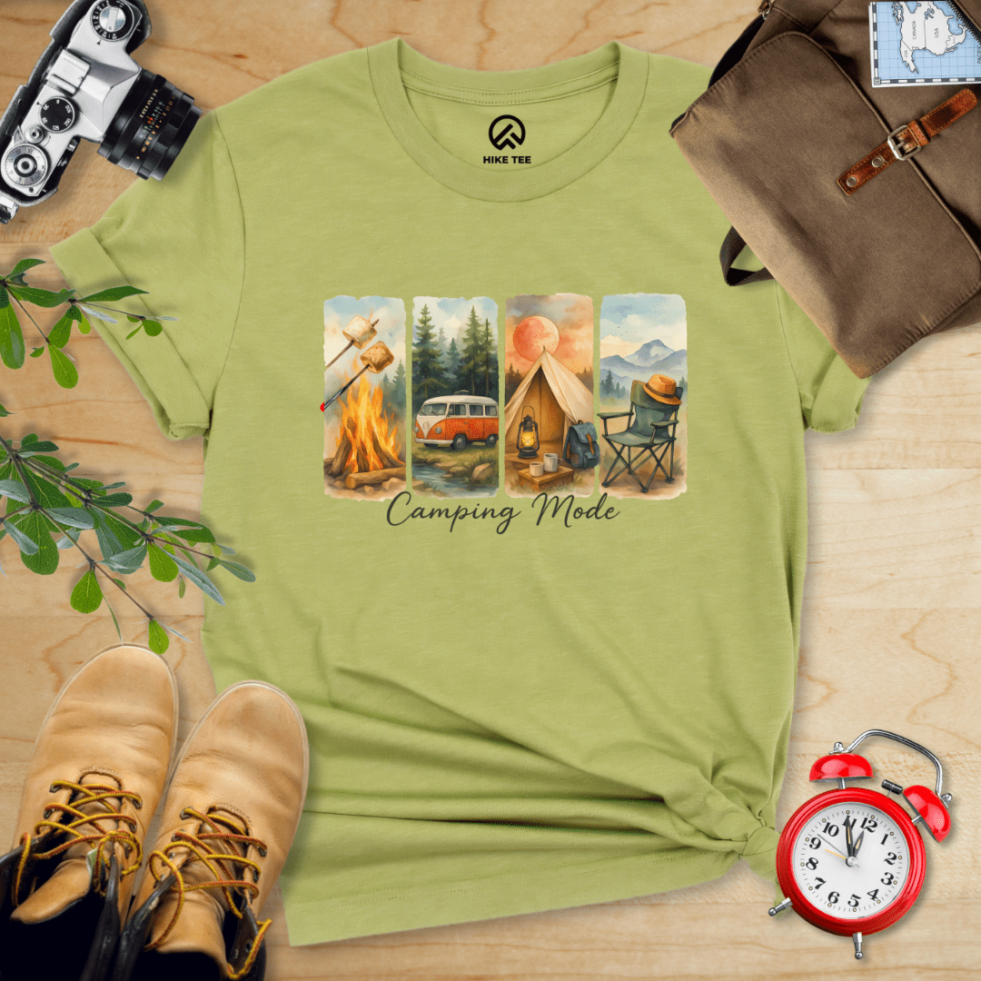 Hike Tee T-Shirt Heather Green / S Camping Mode Shirt