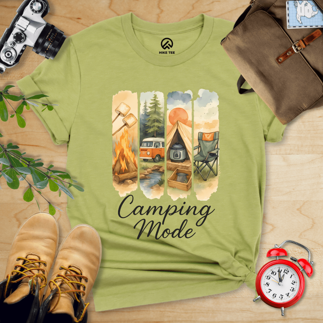 Hike Tee T-Shirt Heather Green / S Camping Mode Shirt