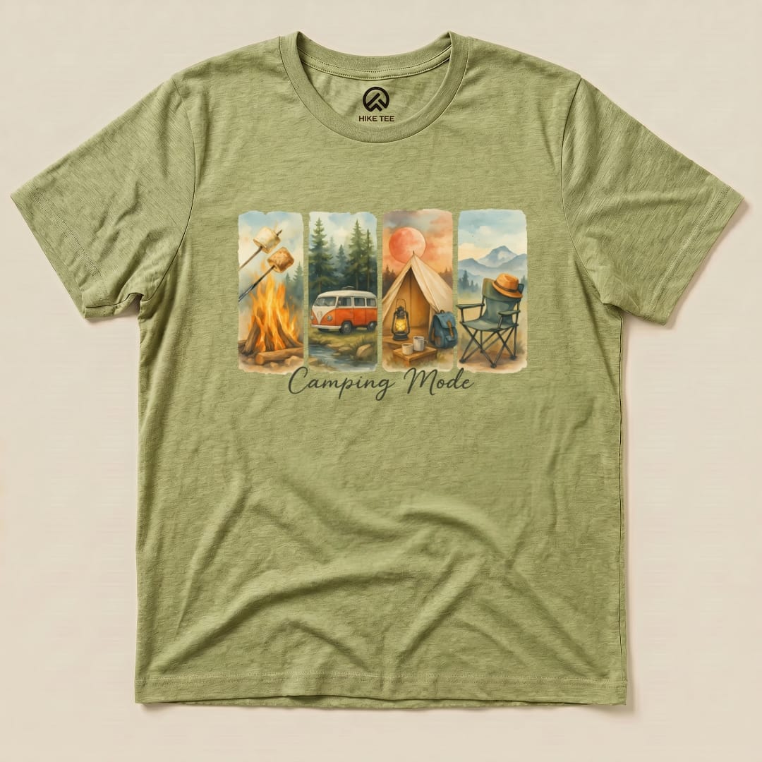 Camping Mode Shirt Hike Tee T-Shirt Heather Green / S