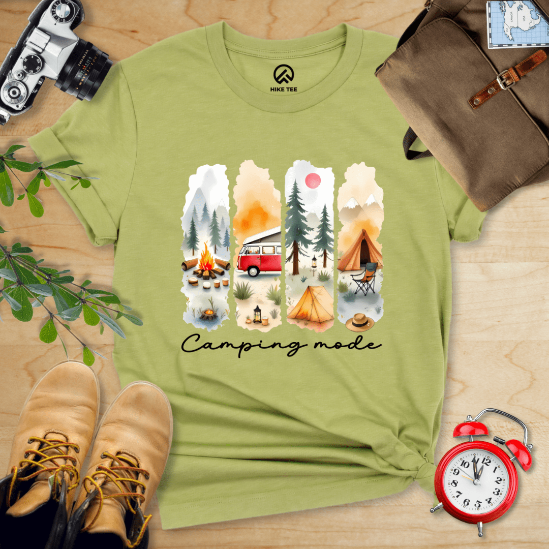 Hike Tee T-Shirt Heather Green / S Camping mode Watercolor Shirt