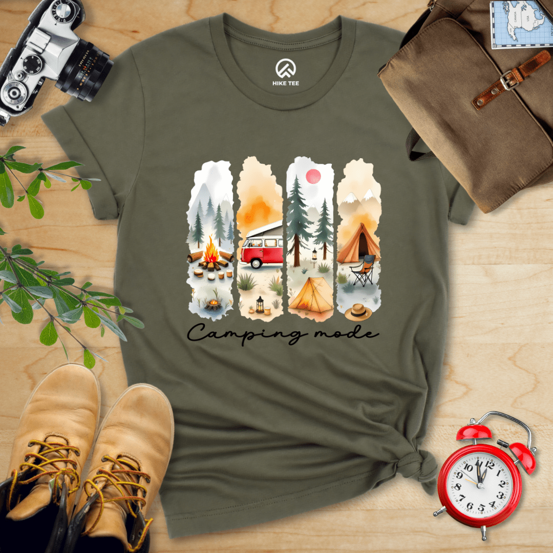 Hike Tee T-Shirt Military Green / S Camping mode Watercolor Shirt