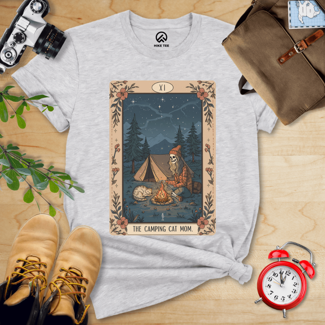 Hike Tee T-Shirt Athletic Heather / S Camping Mom Tarrot Card Shirt