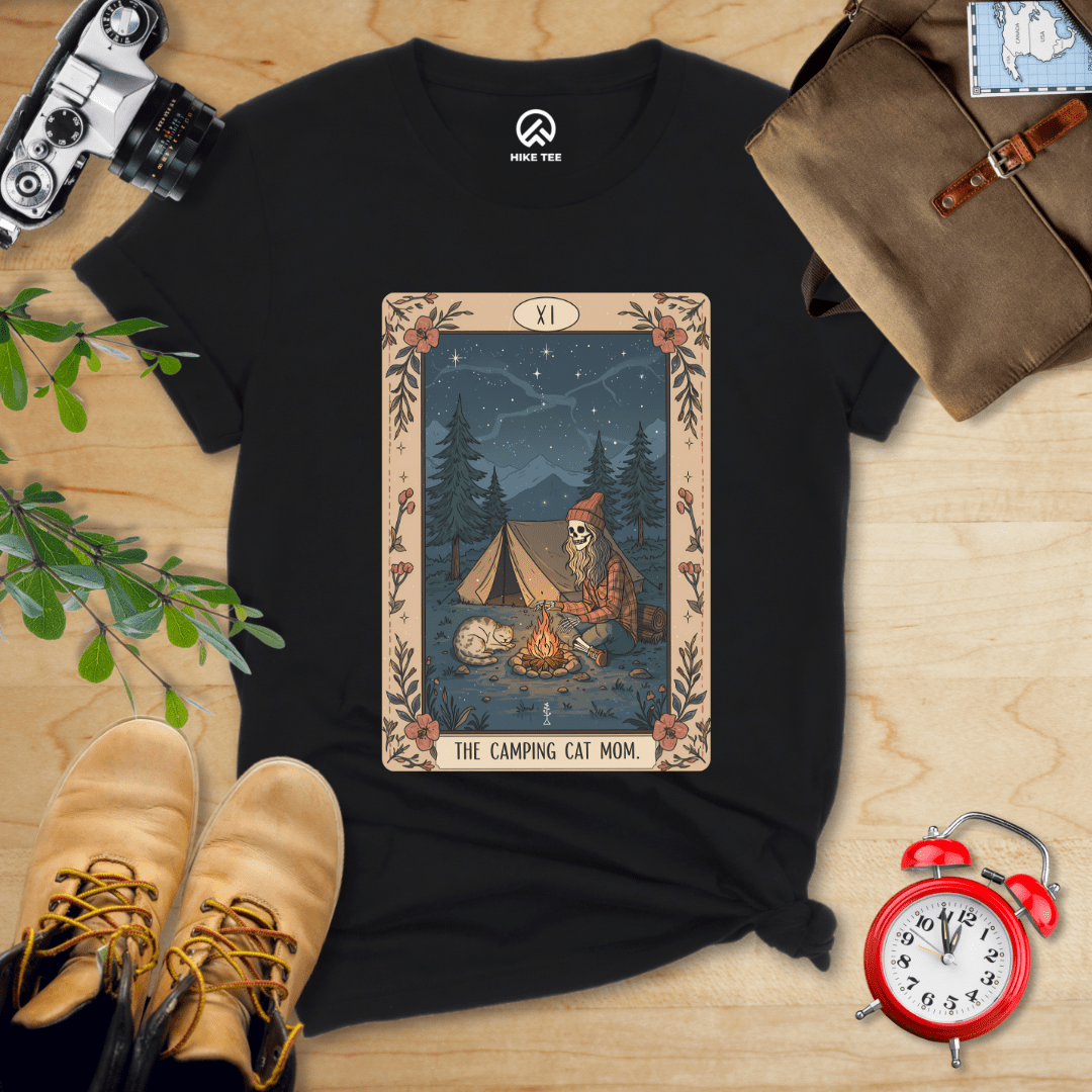 Hike Tee T-Shirt Black / S Camping Mom Tarrot Card Shirt