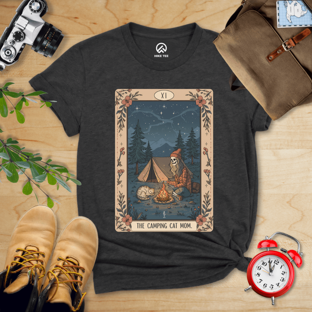 Hike Tee T-Shirt Dark Grey Heather / S Camping Mom Tarrot Card Shirt