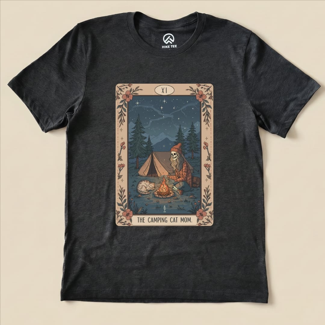 Hike Tee T-Shirt Dark Grey Heather / S Camping Mom Tarrot Card Shirt