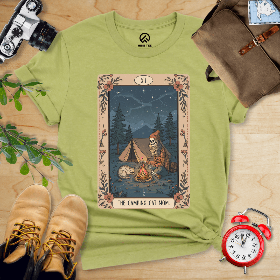 Hike Tee T-Shirt Heather Green / S Camping Mom Tarrot Card Shirt