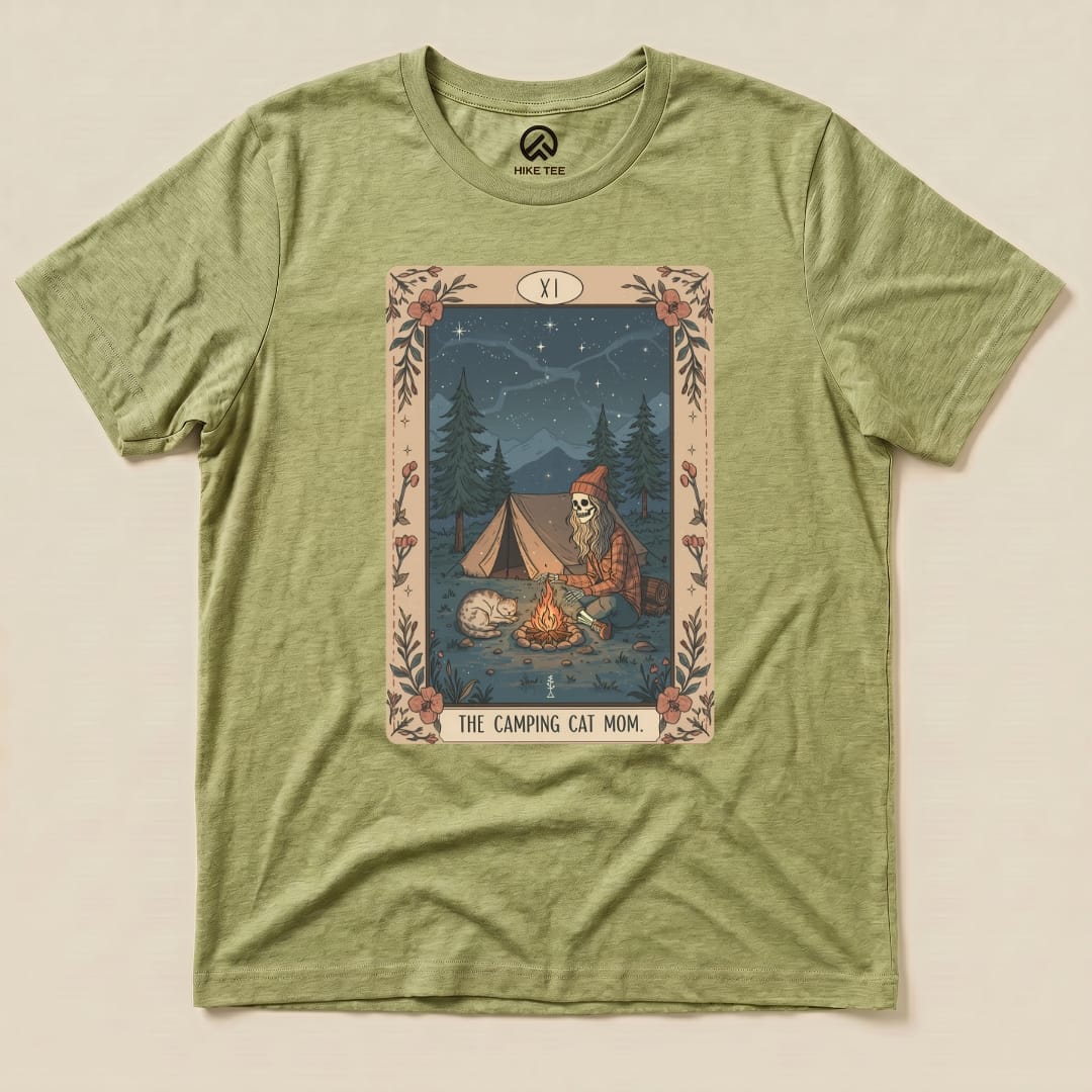 Hike Tee T-Shirt Heather Green / S Camping Mom Tarrot Card Shirt