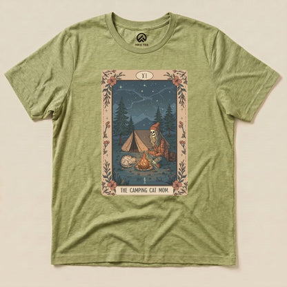Hike Tee T-Shirt Heather Green / S Camping Mom Tarrot Card Shirt
