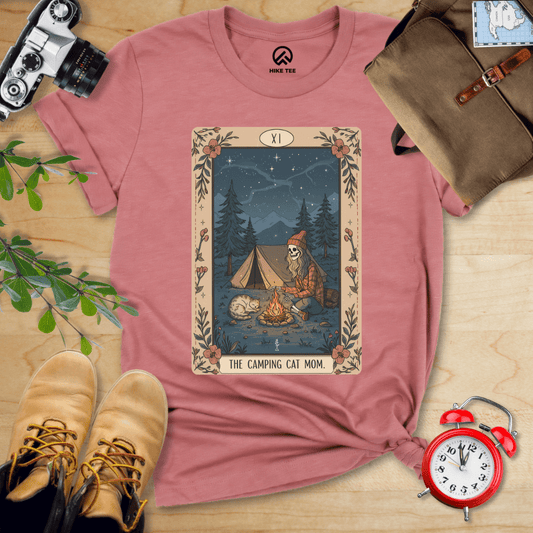 Hike Tee T-Shirt Heather Mauve / S Camping Mom Tarrot Card Shirt