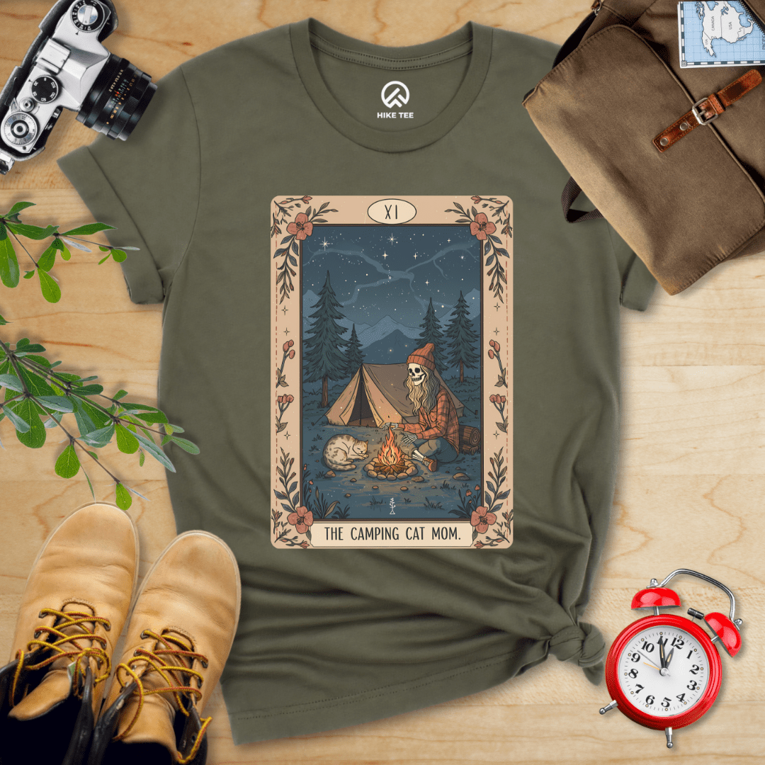 Hike Tee T-Shirt Military Green / S Camping Mom Tarrot Card Shirt