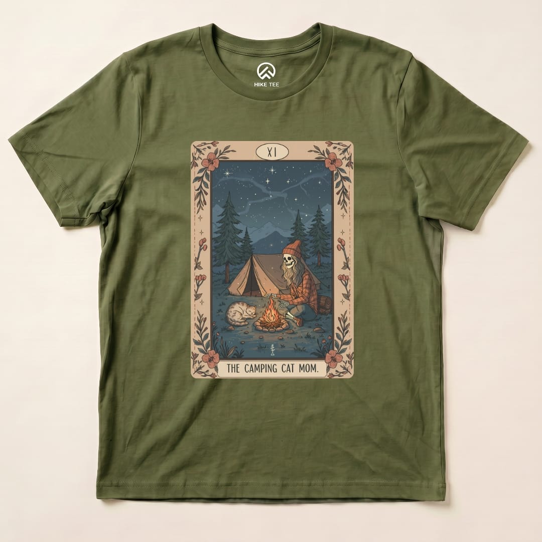 Hike Tee T-Shirt Military Green / S Camping Mom Tarrot Card Shirt
