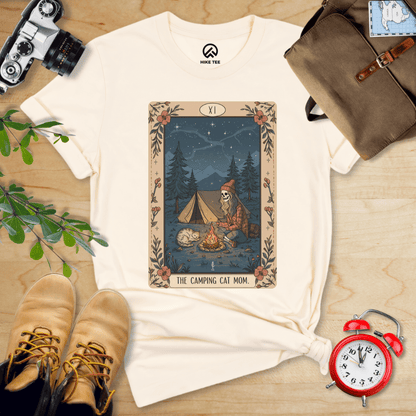 Hike Tee T-Shirt Natural / S Camping Mom Tarrot Card Shirt