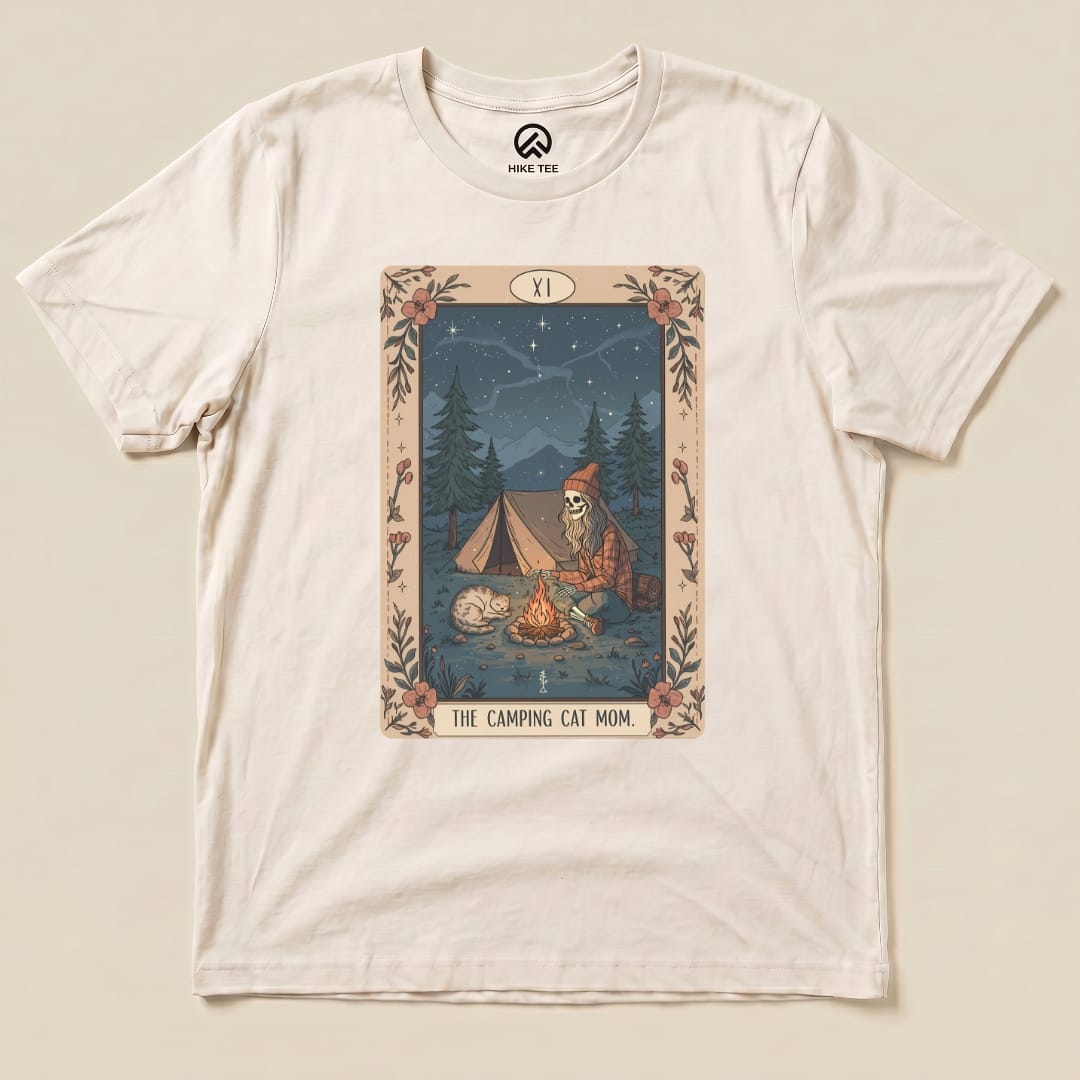 Hike Tee T-Shirt Natural / S Camping Mom Tarrot Card Shirt