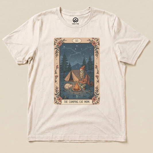 Hike Tee T-Shirt Natural / S Camping Mom Tarrot Card Shirt