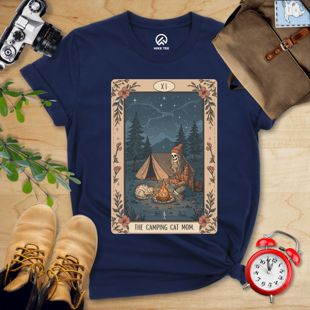 Hike Tee T-Shirt Navy / S Camping Mom Tarrot Card Shirt