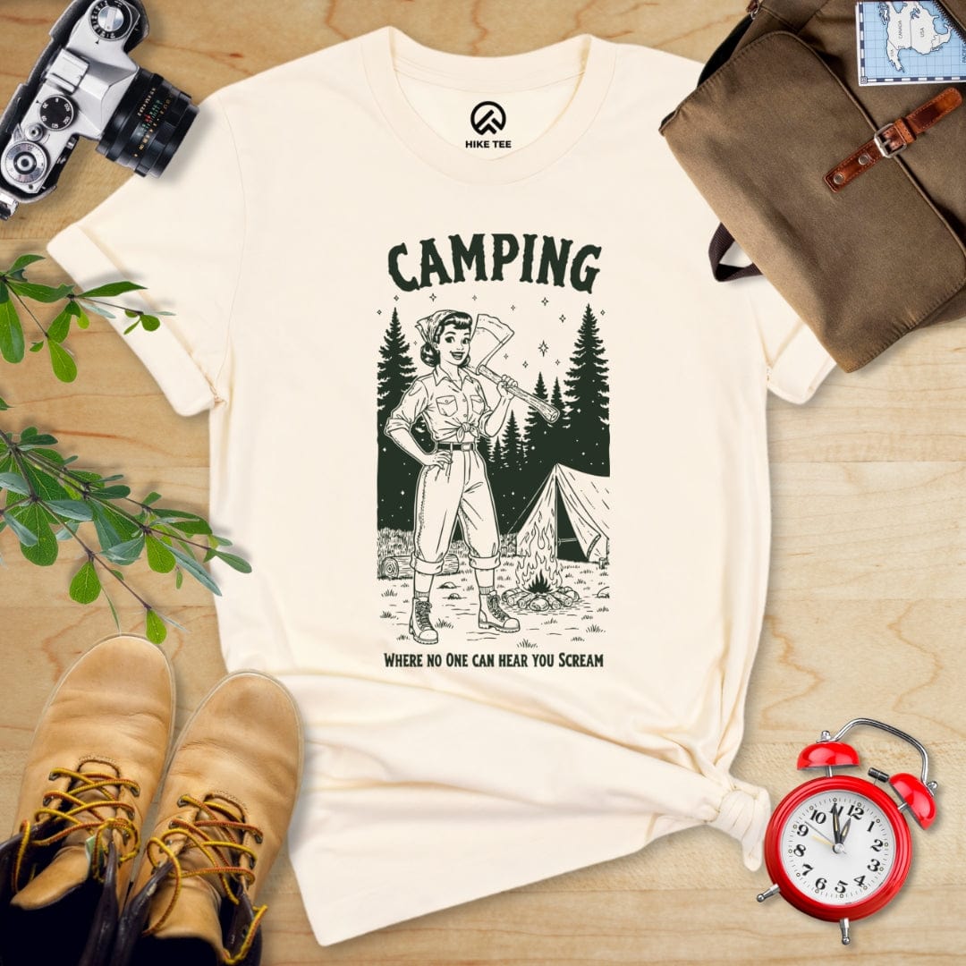 Hike Tee T-Shirt Natural / S Camping No One Hear Shirt