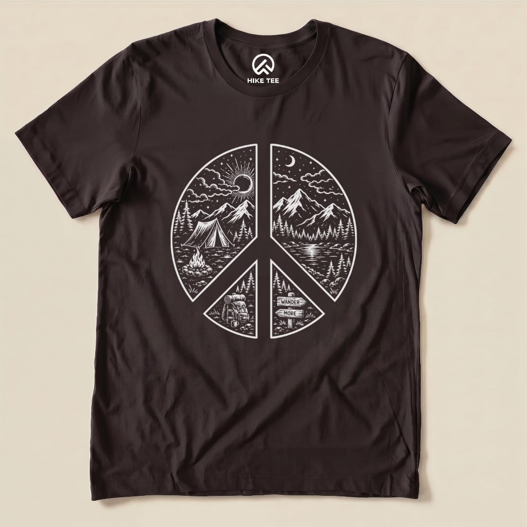 Camping Peace Shirt Hike Tee T-Shirt Brown / S