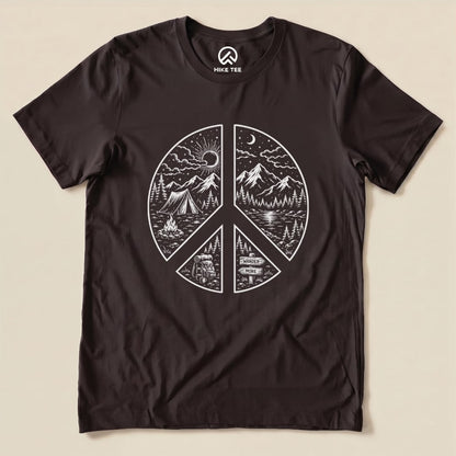 Camping Peace Shirt Hike Tee T-Shirt Brown / S