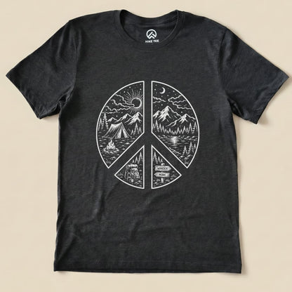 Camping Peace Shirt Hike Tee T-Shirt Dark Grey Heather / S