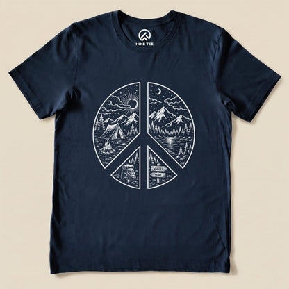 Camping Peace Shirt Hike Tee T-Shirt Navy / S