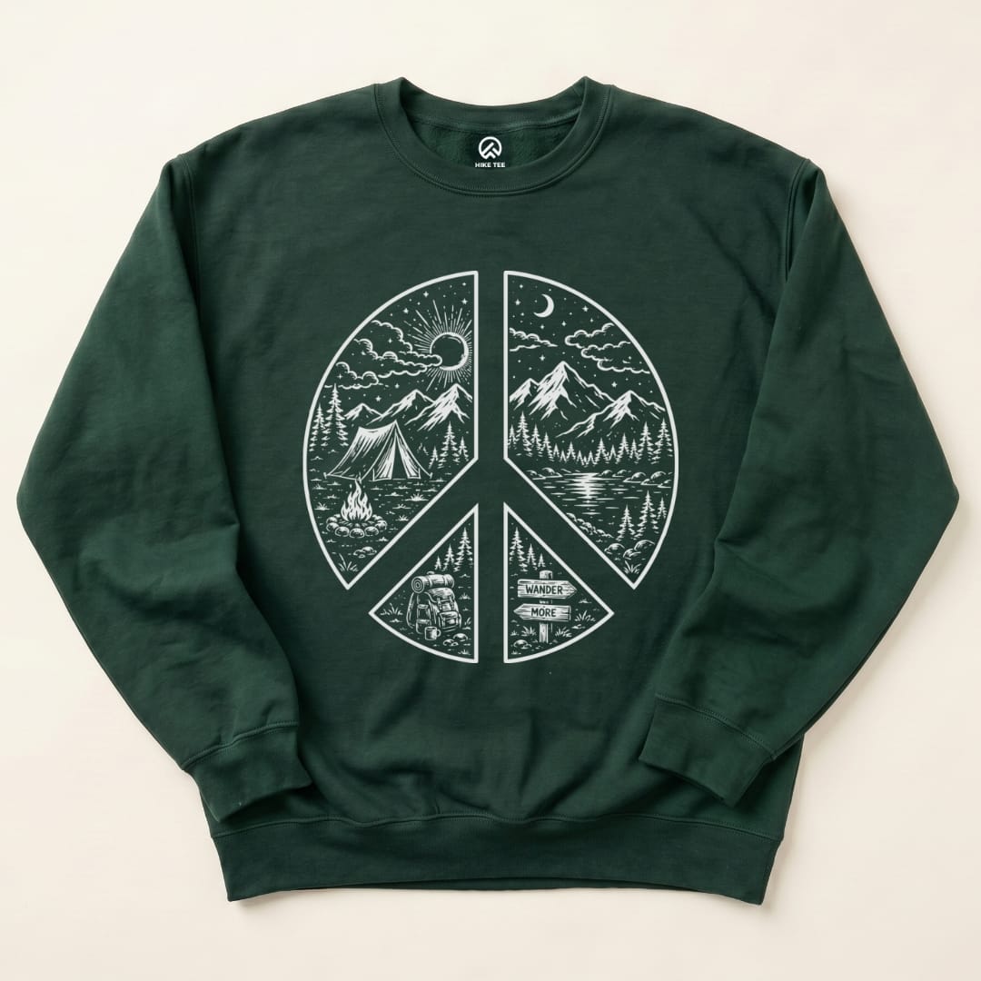 Camping Peace Sweatshirt in Forest Green