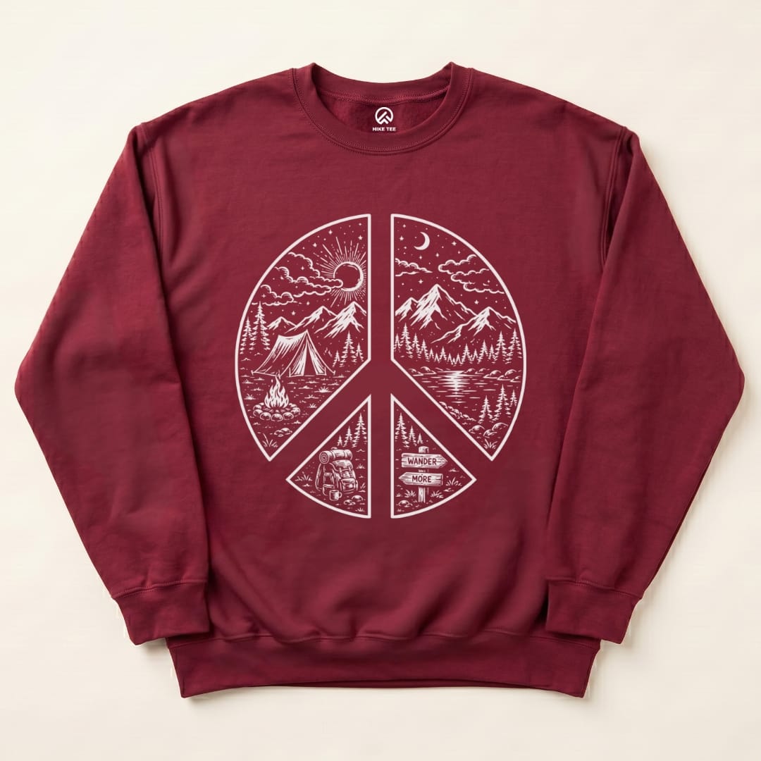 Camping Peace Sweatshirt in Maroon