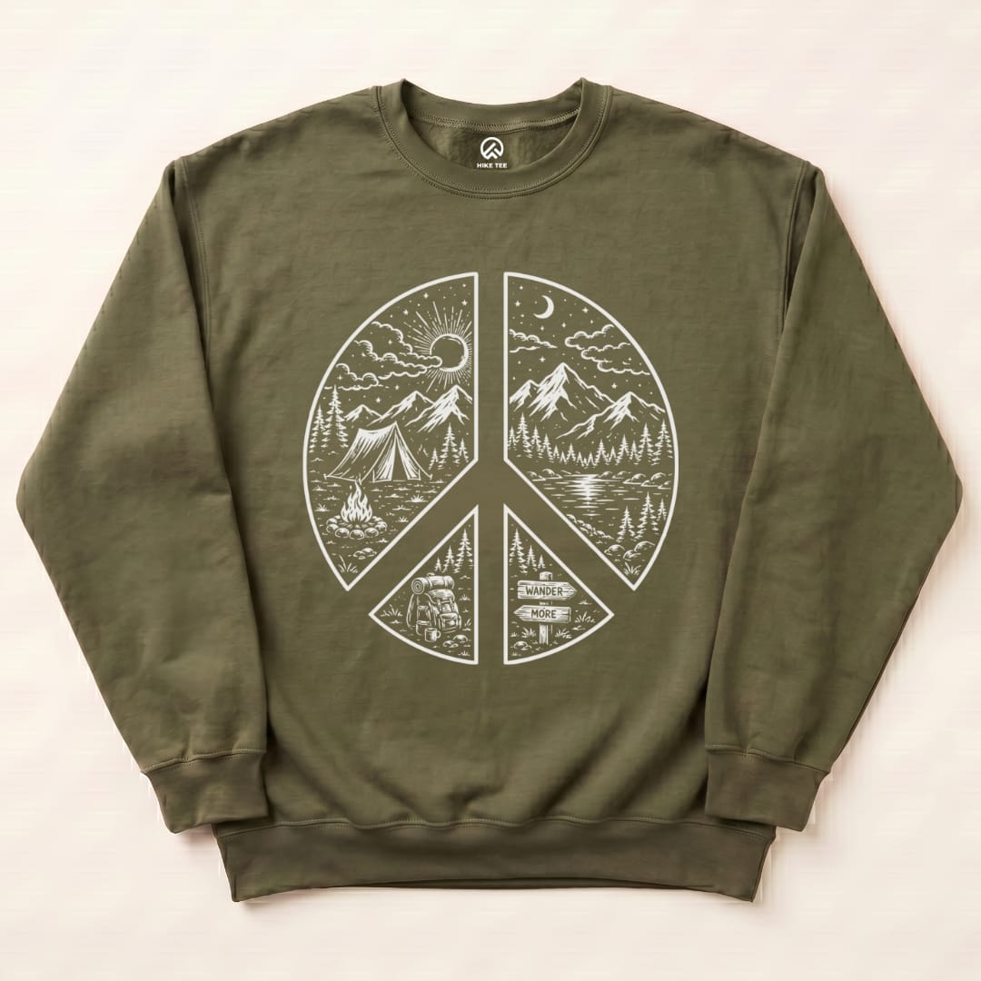 Camping Peace Sweatshirt in Military Green