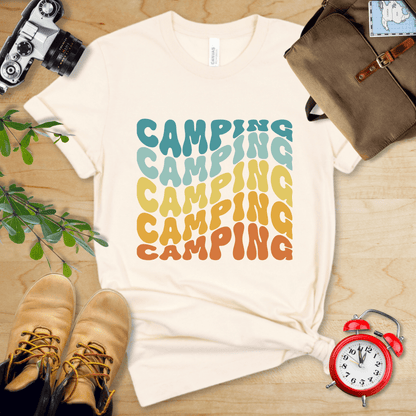 Printify T-Shirt Camping Retro Wavy Shirt