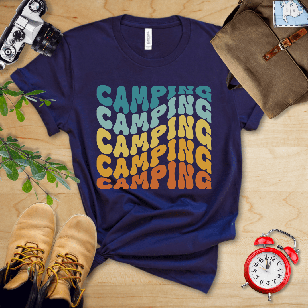 Printify T-Shirt Camping Retro Wavy Shirt