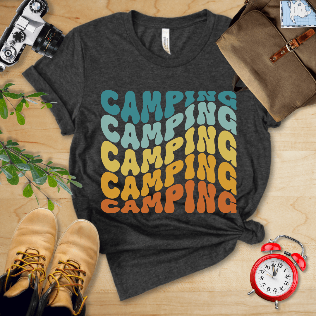 Printify T-Shirt Camping Retro Wavy Shirt