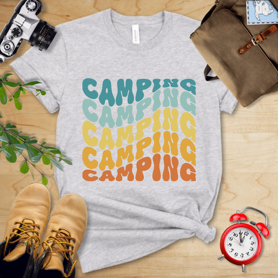 Printify T-Shirt Camping Retro Wavy Shirt