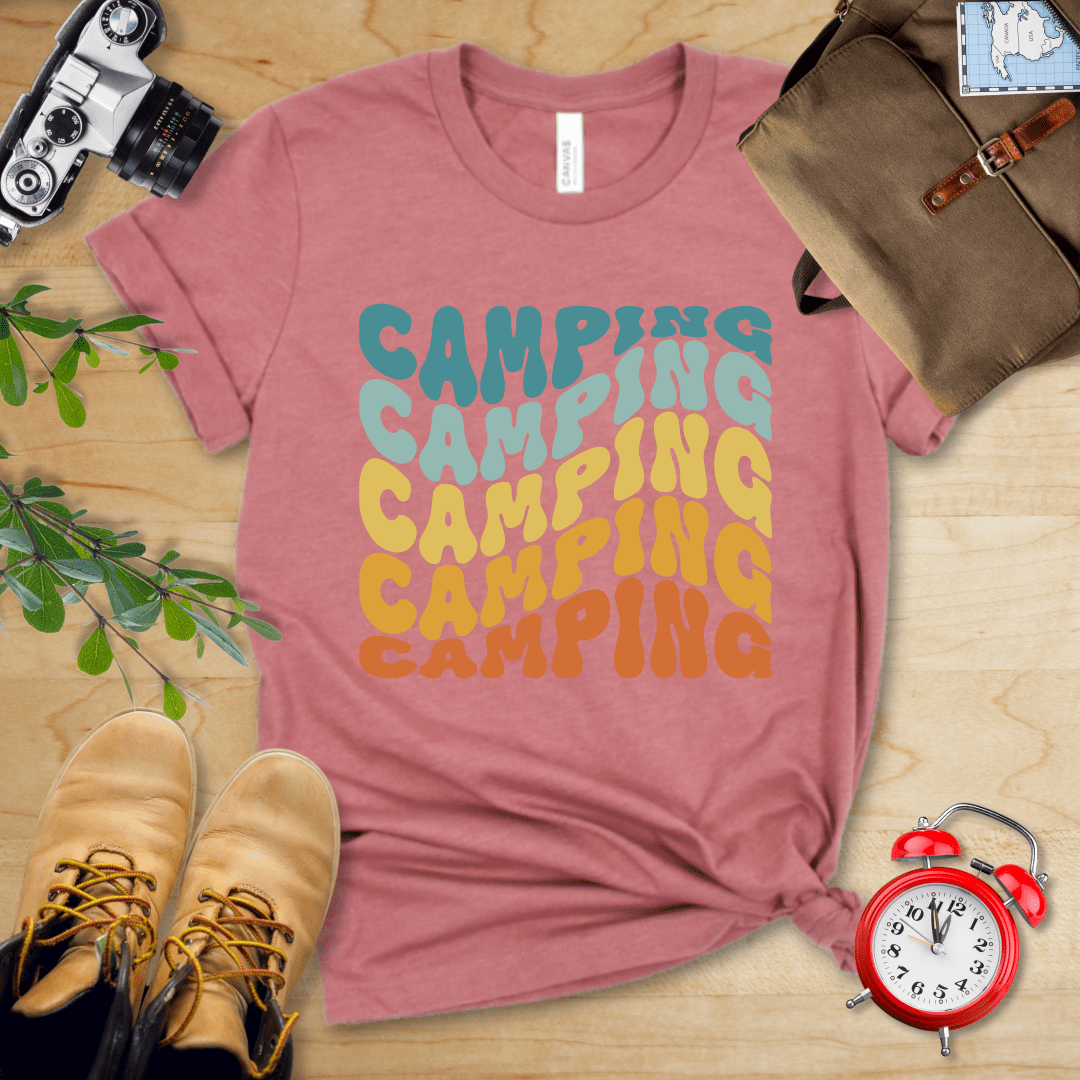 Printify T-Shirt Camping Retro Wavy Shirt