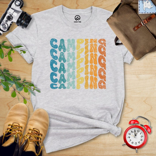 Hike Tee T-Shirt Athletic Heather / S Camping Retro Wavy Shirt