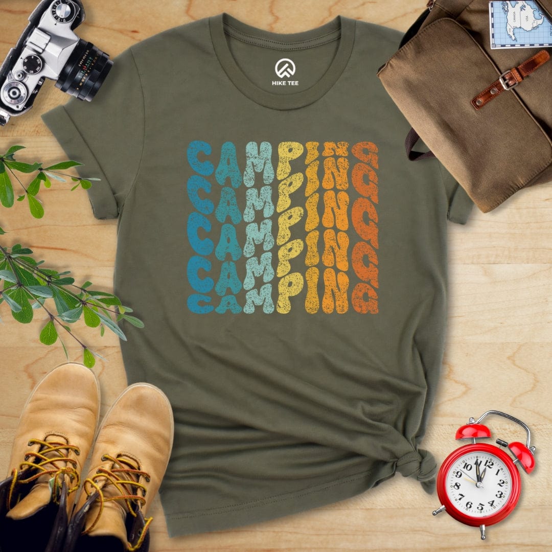 Hike Tee T-Shirt Military Green / S Camping Retro Wavy Shirt