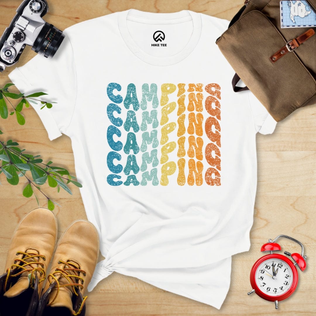 Hike Tee T-Shirt White / S Camping Retro Wavy Shirt