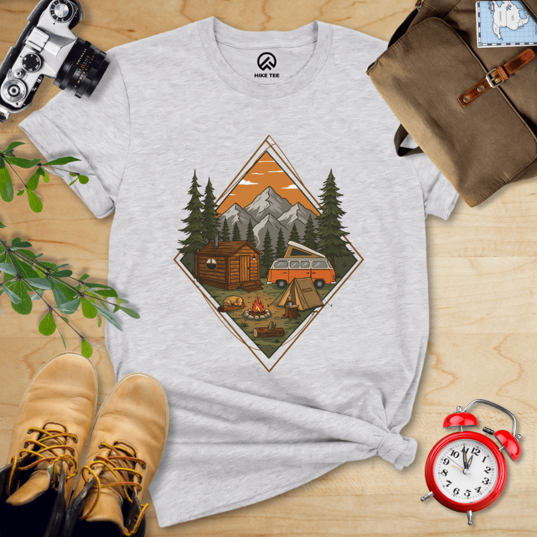 Hike Tee T-Shirt Athletic Heather / S Camping Scenery Shirt