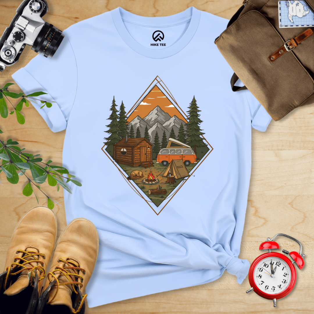 Hike Tee T-Shirt Baby Blue / S Camping Scenery Shirt