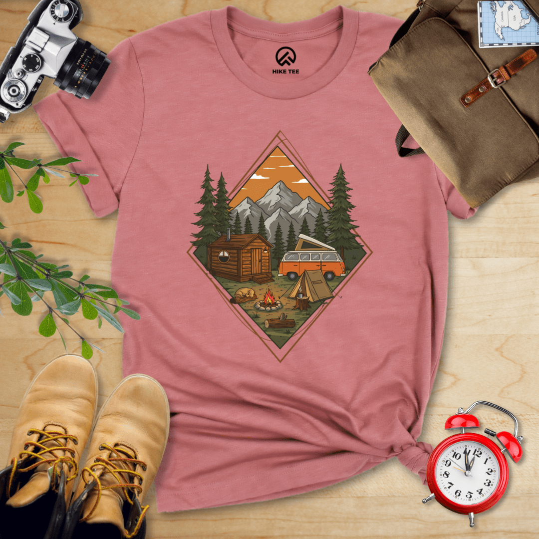 Hike Tee T-Shirt Heather Mauve / S Camping Scenery Shirt