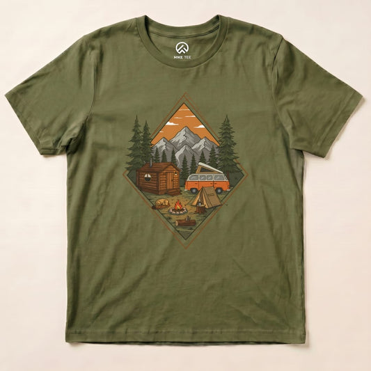 Camping Scenery Shirt Hike Tee T-Shirt Military Green / S
