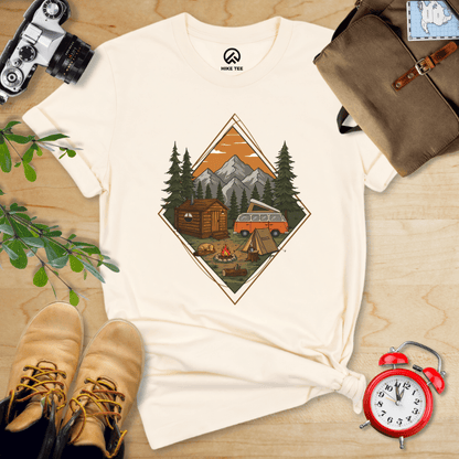 Hike Tee T-Shirt Natural / S Camping Scenery Shirt