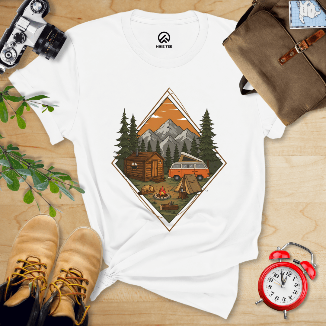 Hike Tee T-Shirt White / S Camping Scenery Shirt