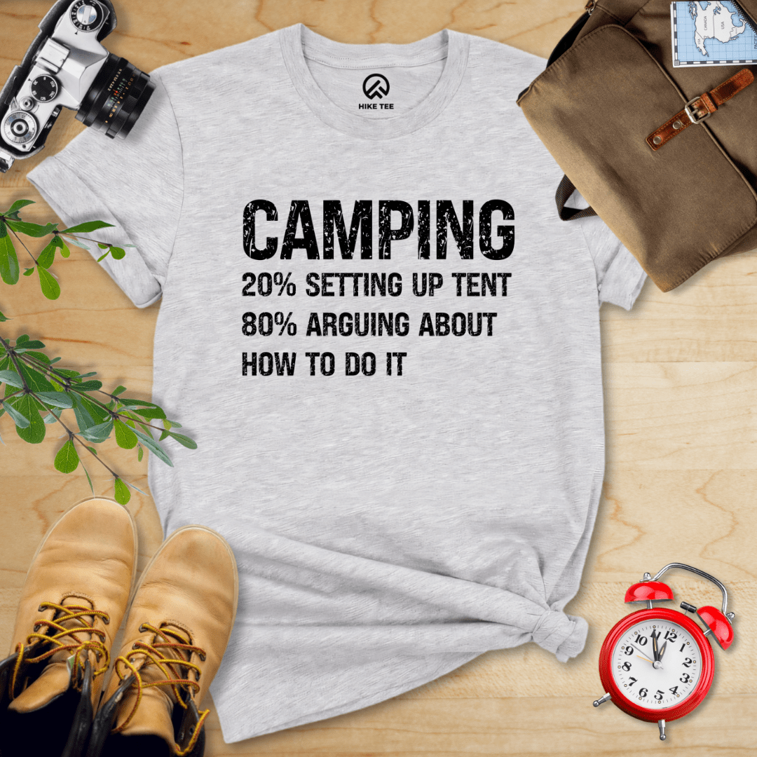 Hike Tee T-Shirt Athletic Heather / S Camping Setting Up Tent Shirt