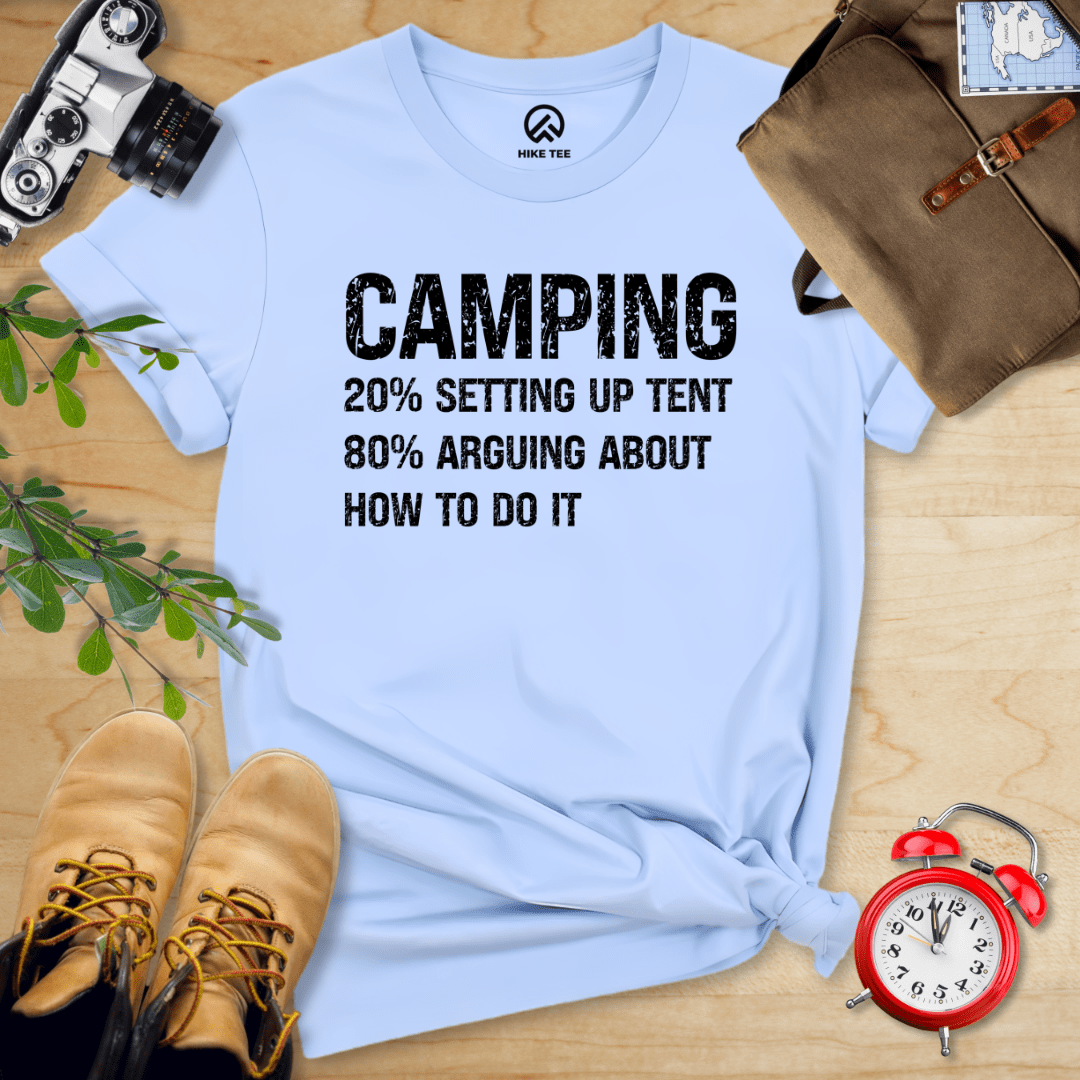 Hike Tee T-Shirt Baby Blue / S Camping Setting Up Tent Shirt