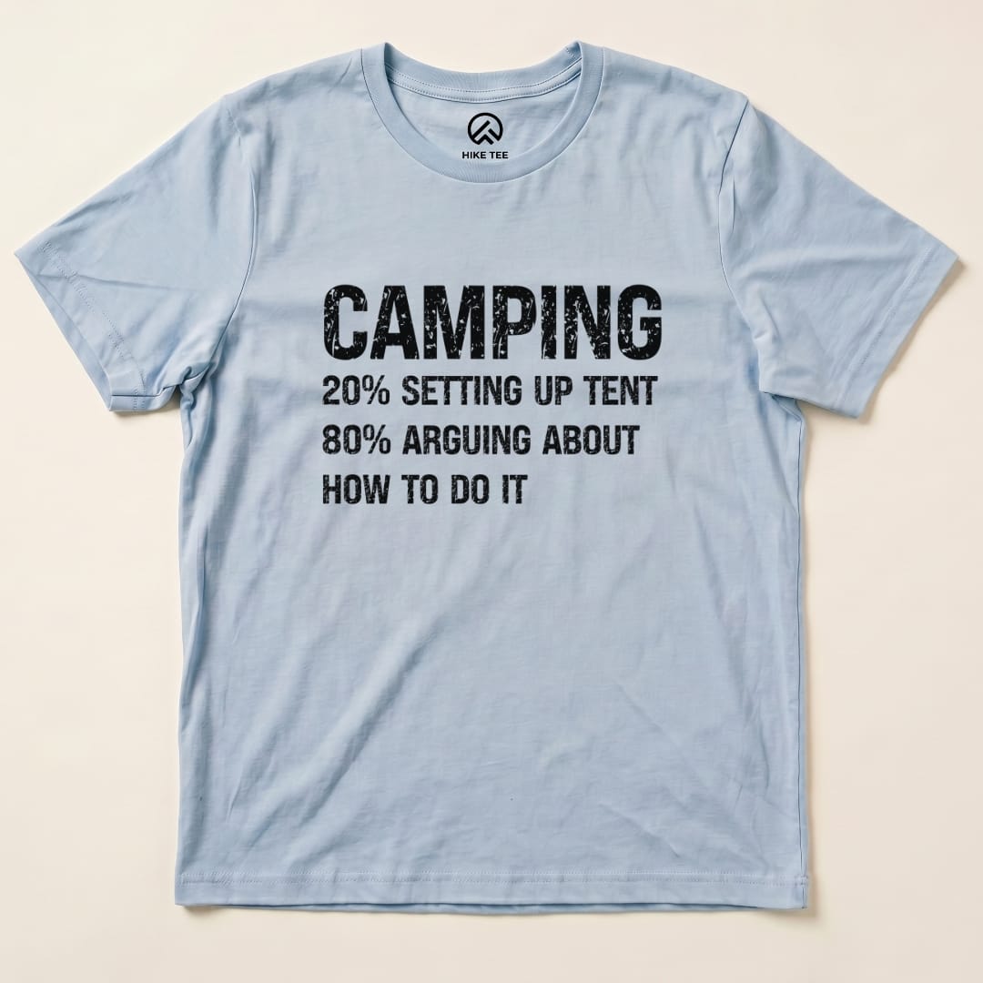 Camping Setting Up Tent Shirt Hike Tee T-Shirt Baby Blue / S