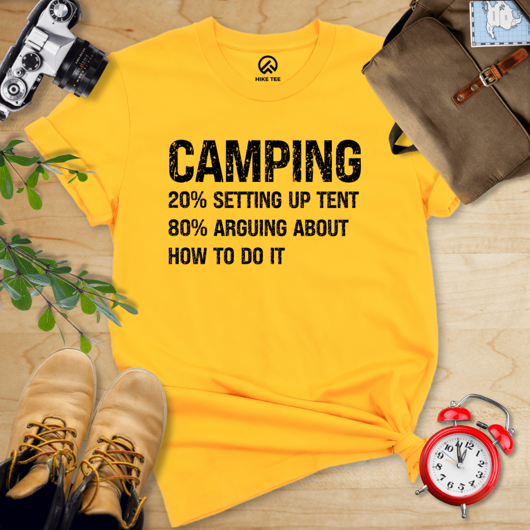 Hike Tee T-Shirt Gold / S Camping Setting Up Tent Shirt