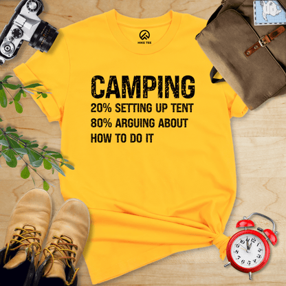 Hike Tee T-Shirt Gold / S Camping Setting Up Tent Shirt